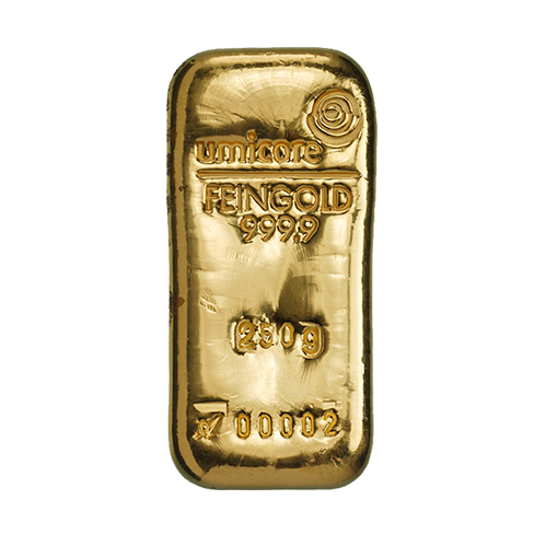 Goudbaar 250 gram Umicore 